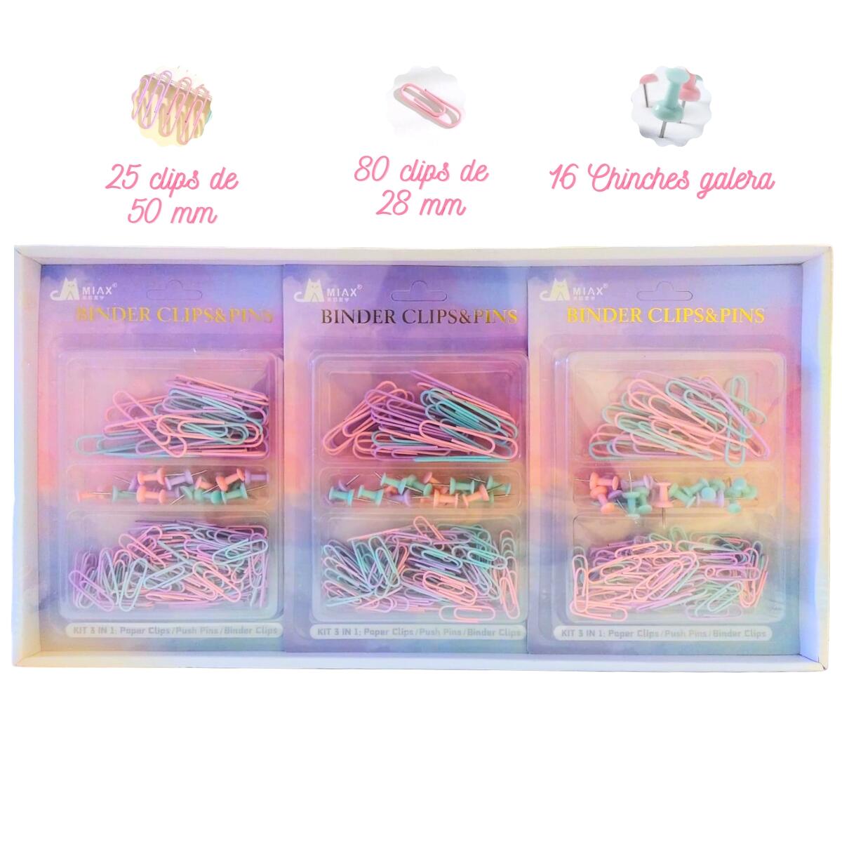 Clips + chinches color pastel