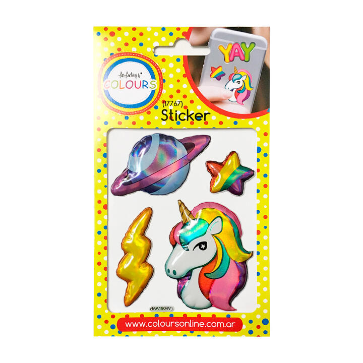 Sticker planeta - unicornio pop up