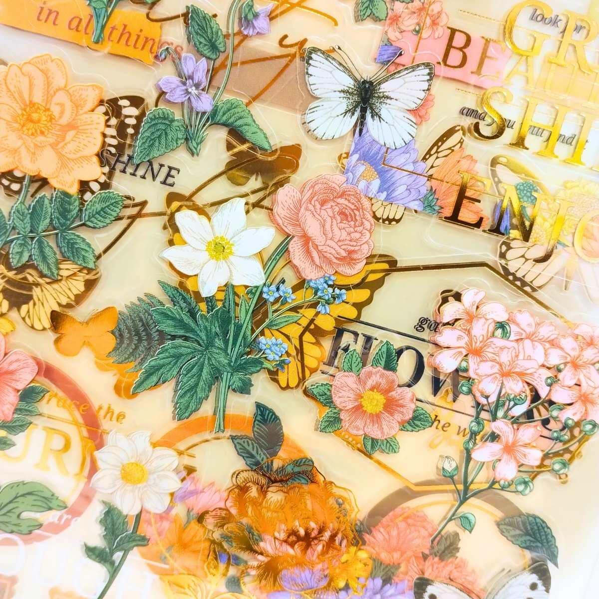 Sticker transparente x 6 planchas Floral