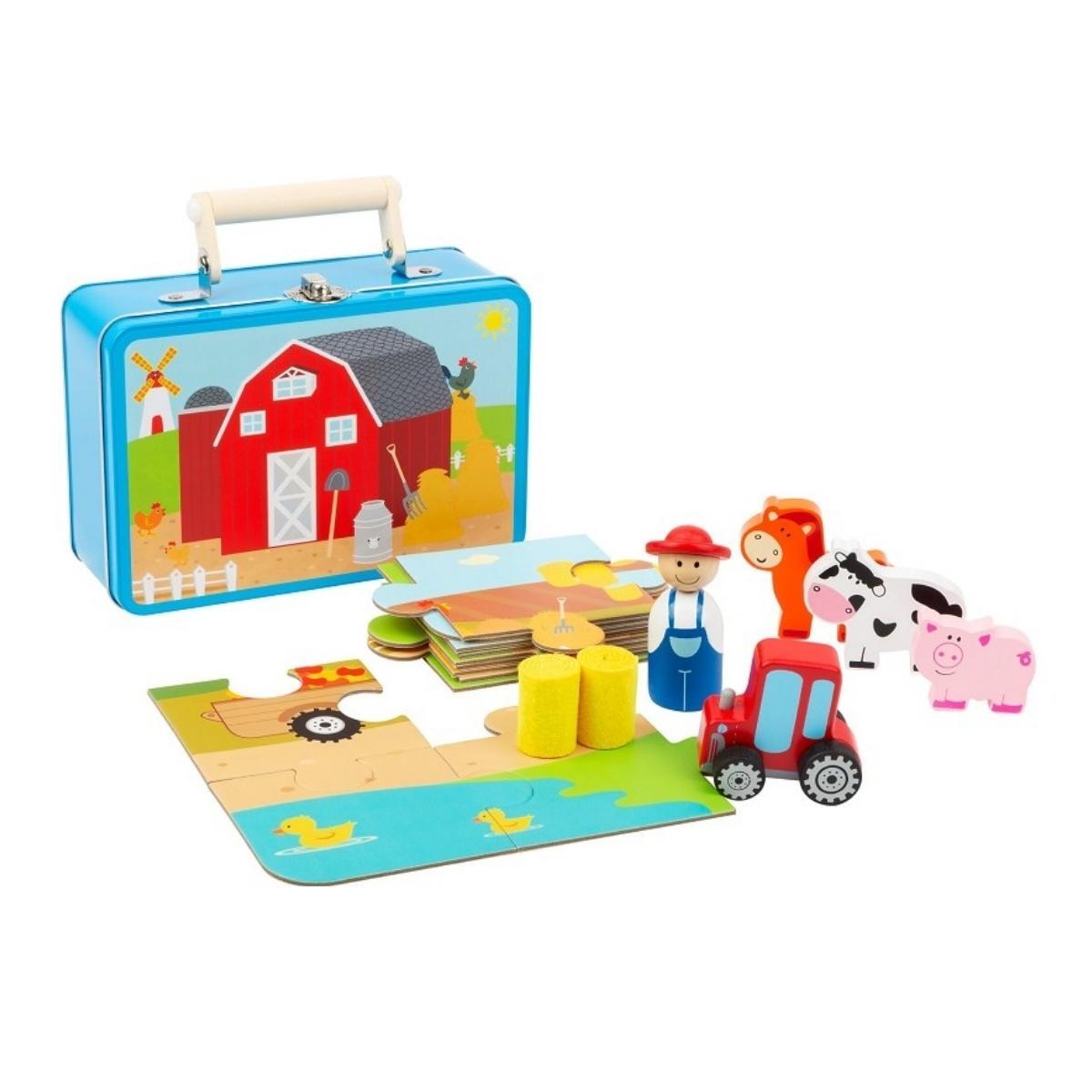 Set Granja c/rompecabeza en valija metal