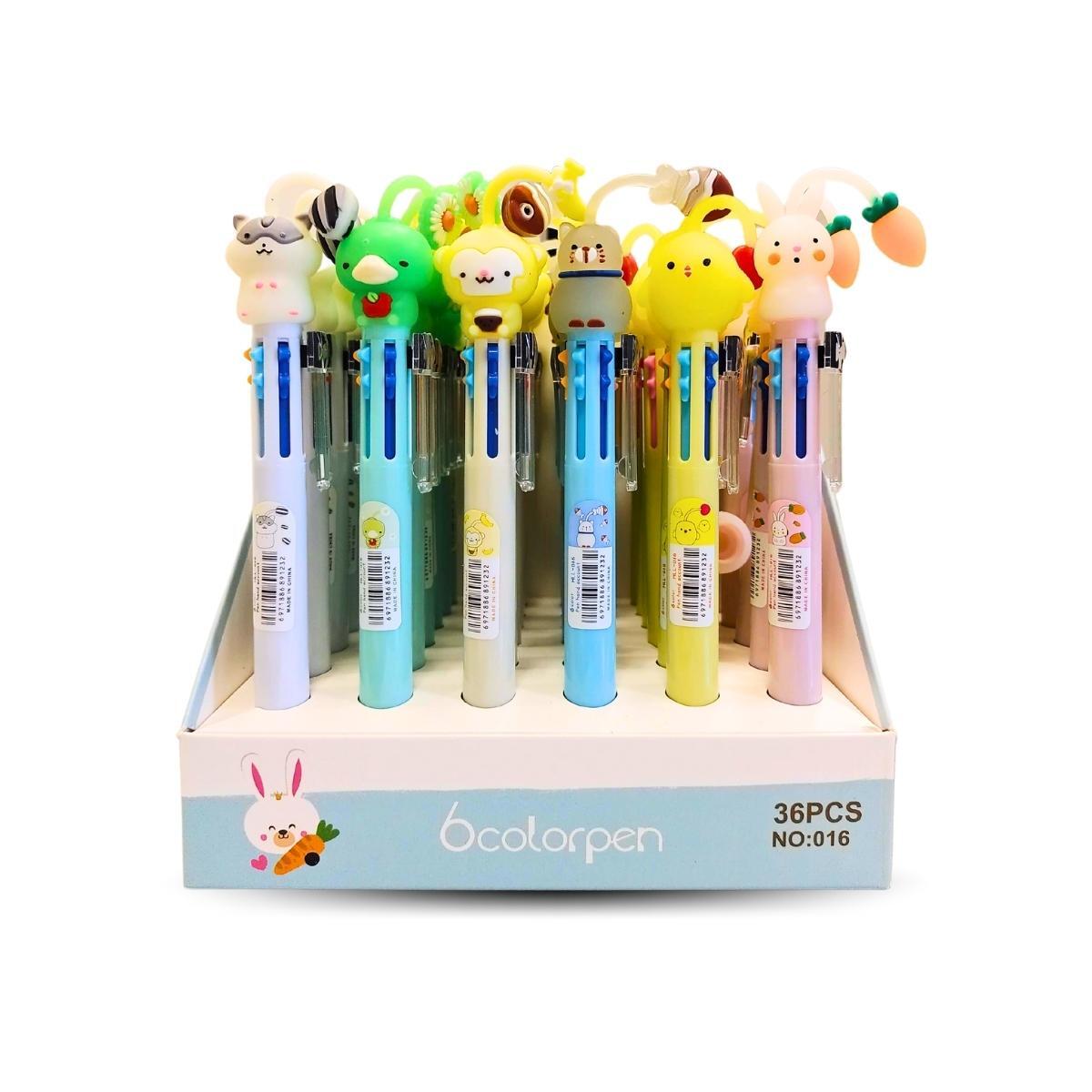 Boligrafo multi x 6 Animales c/colgante liso