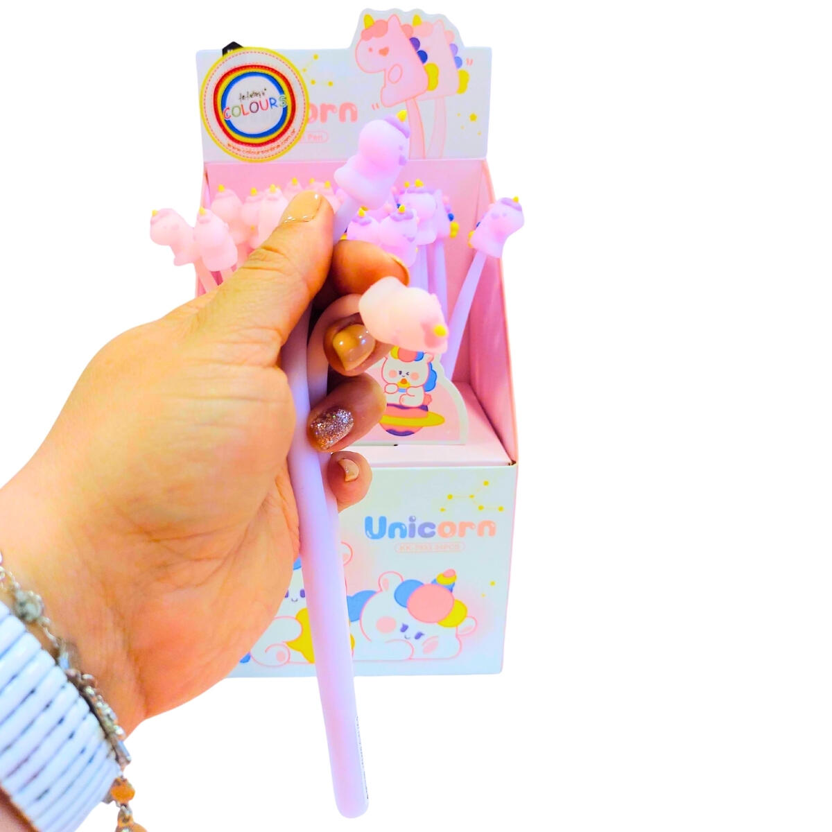 Boligrafo punta aguja silicona flexible Unicornio