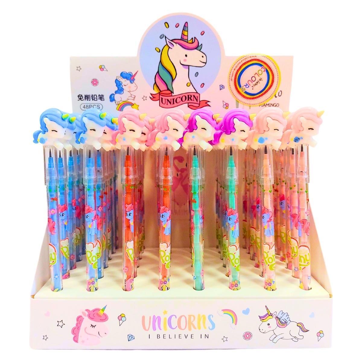 Lapiz punta intercambiable topper Unicornio c/luna pastel