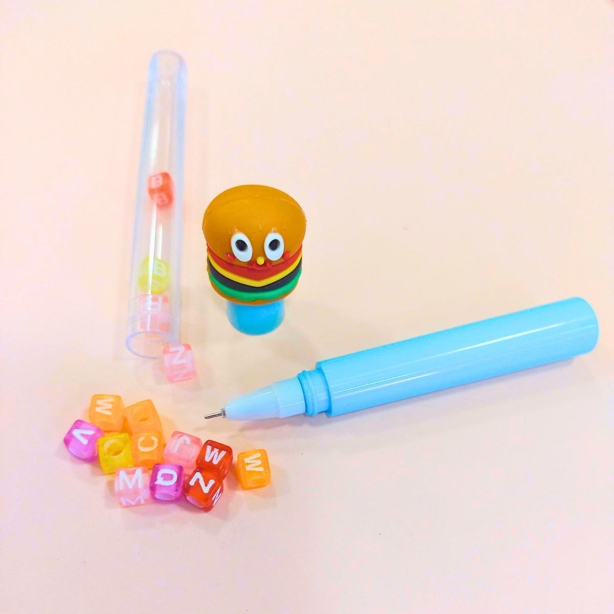 Boligrafo punta aguja Fast Food y juego de bijou - Tinta azul