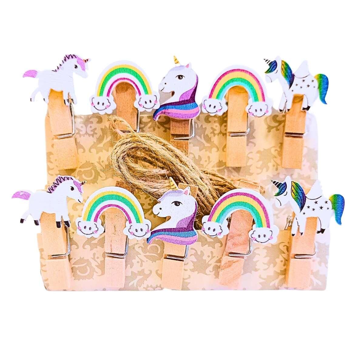 Broche x 10 c/hilo Arco Iris/Unicornio