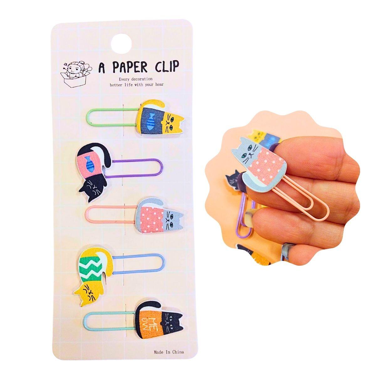 Clips x 5 pastel Gatos