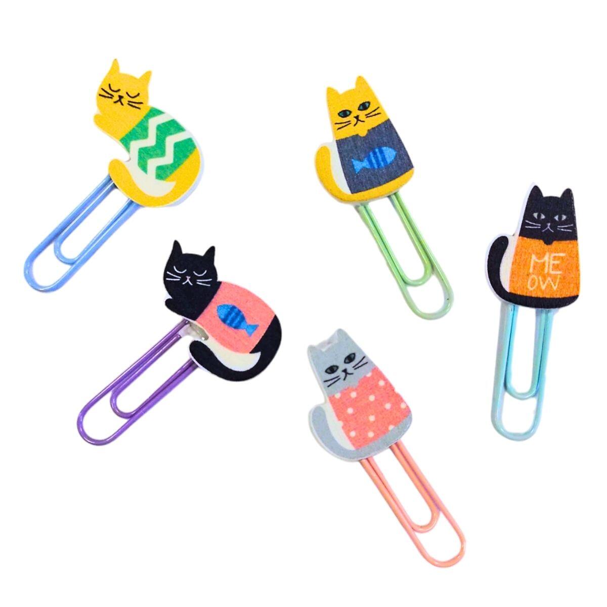 Clips x 5 pastel Gatos