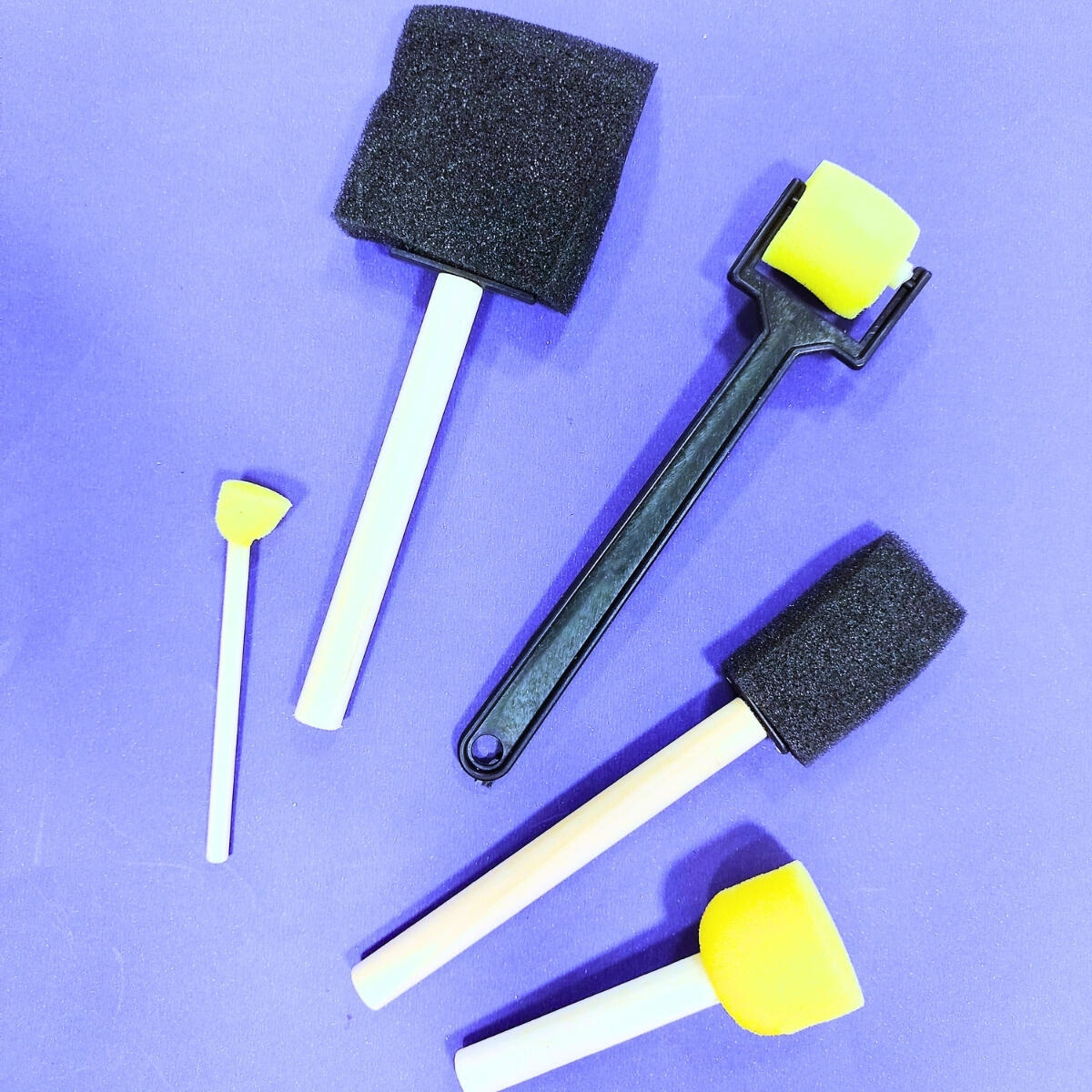 Set para pintar x 5 unidades - 1 rodillo + 2 sellos + 2 pinceles esponjas