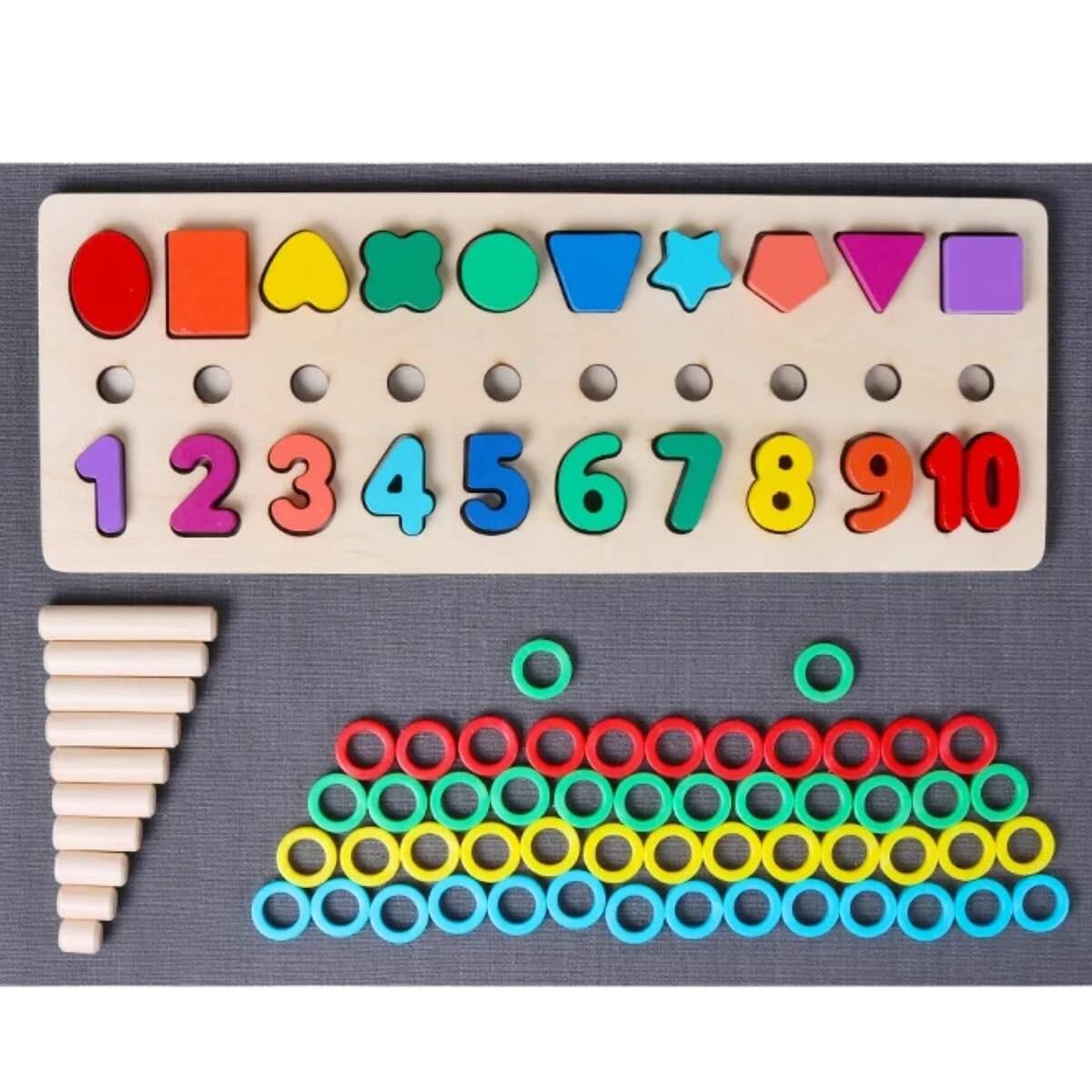 Juego formas y numeros de madera