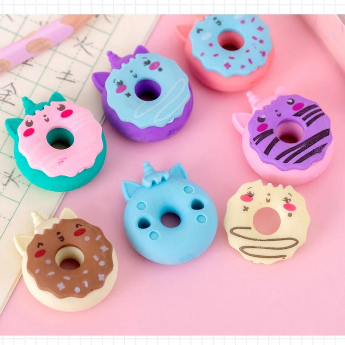 Goma Donut Unicornio x 3