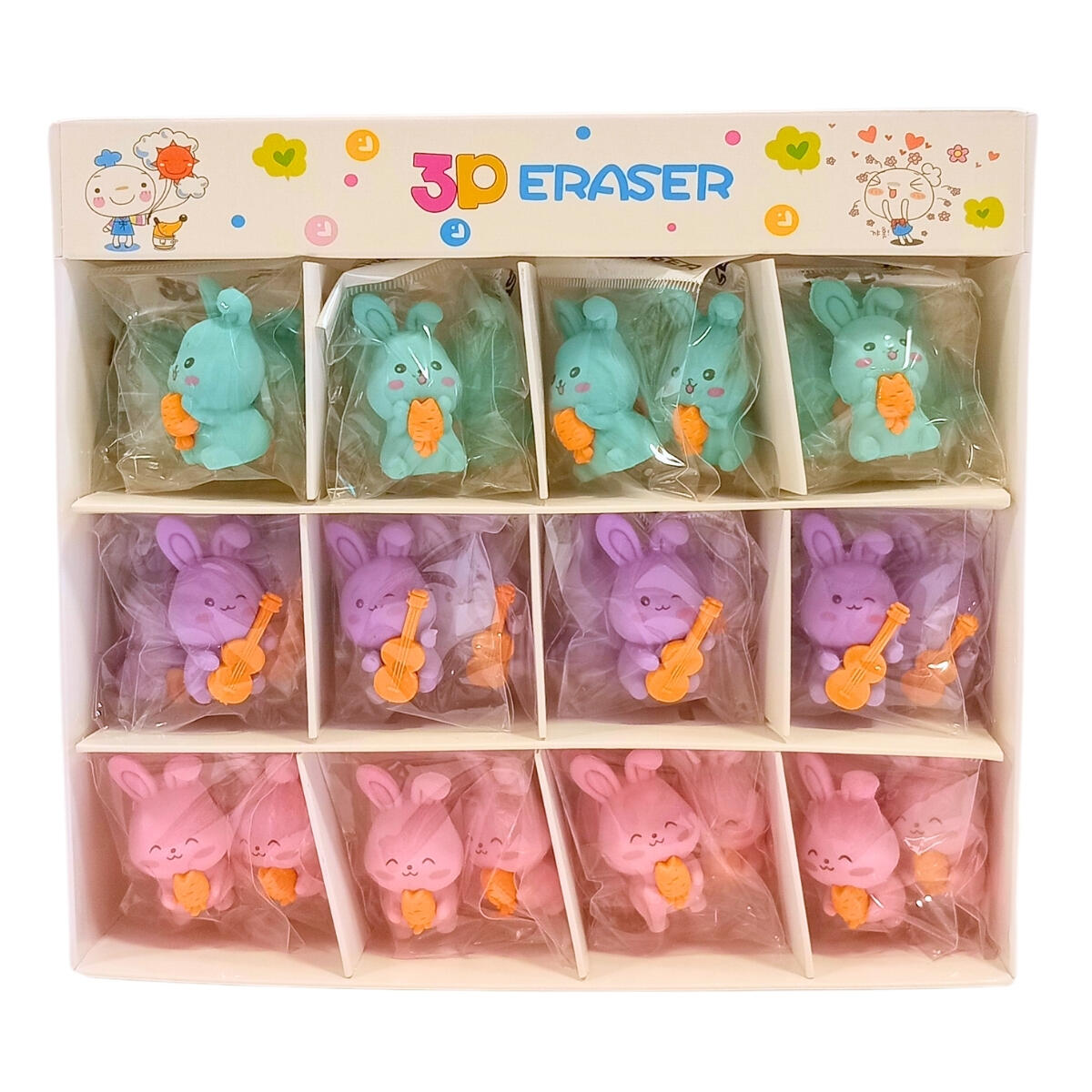 Goma Conejos c/zanahorias 3D 