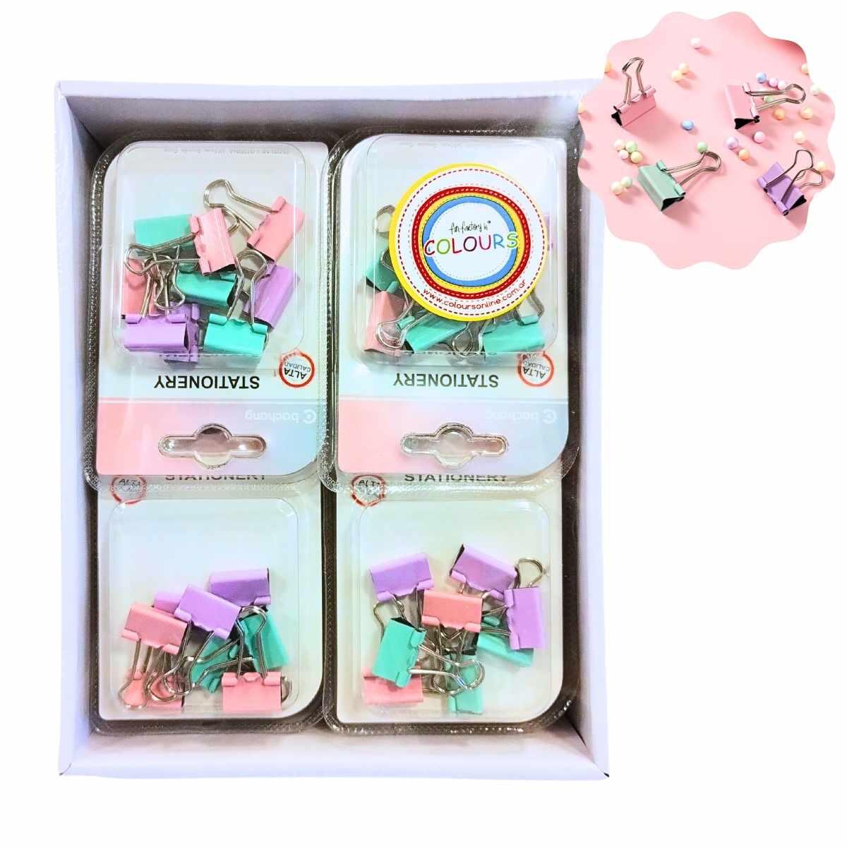 Broche pastel plateado en blister x 8