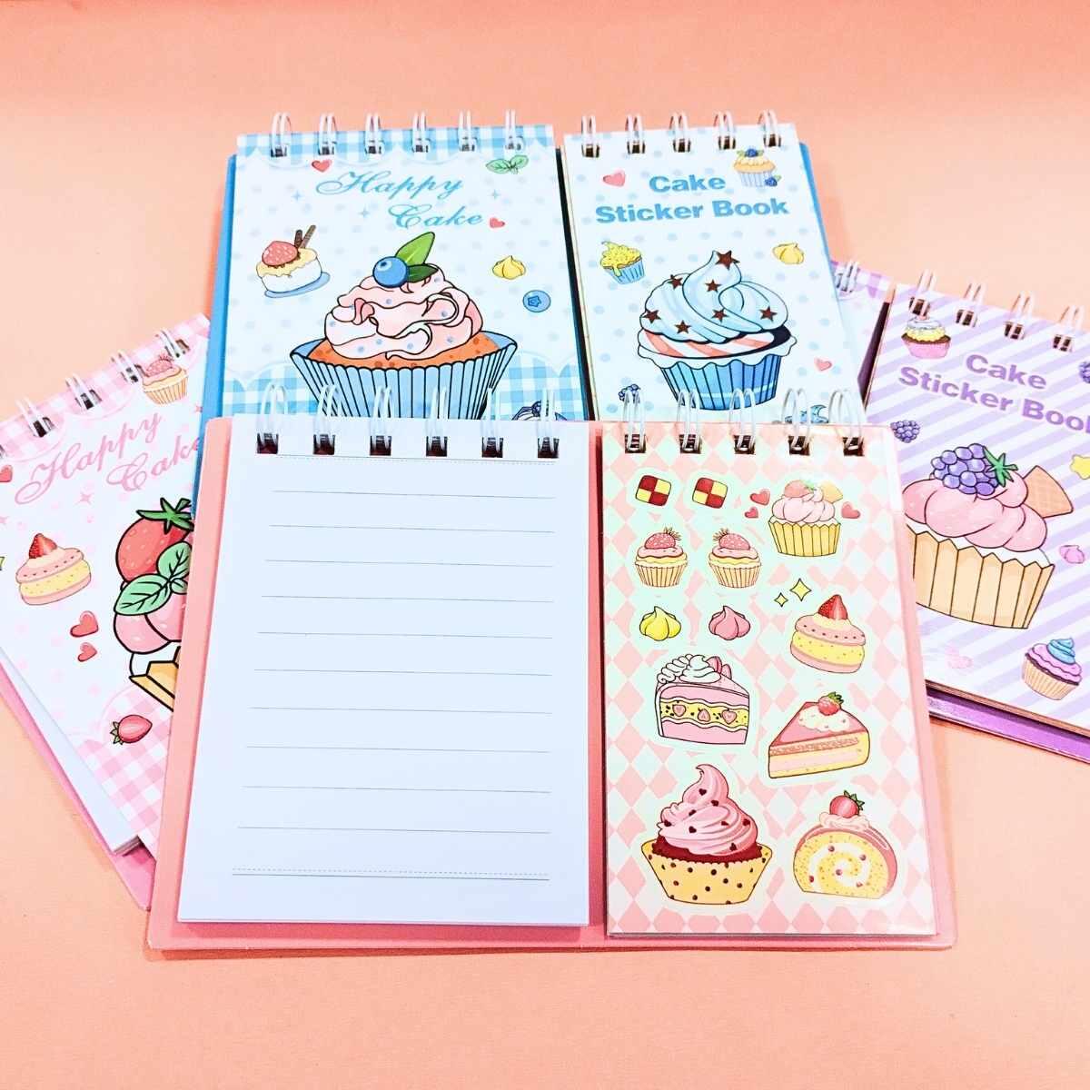 Libreta + sticrkers Dulces - 60 hojas rayadas - 8 stickers - 12 lisas color