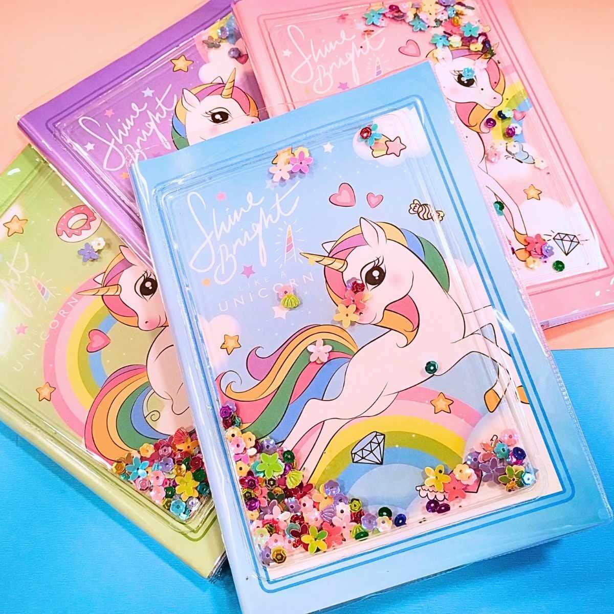 Cuaderno Unicornio c/confetti - 80 hojas rayadas
