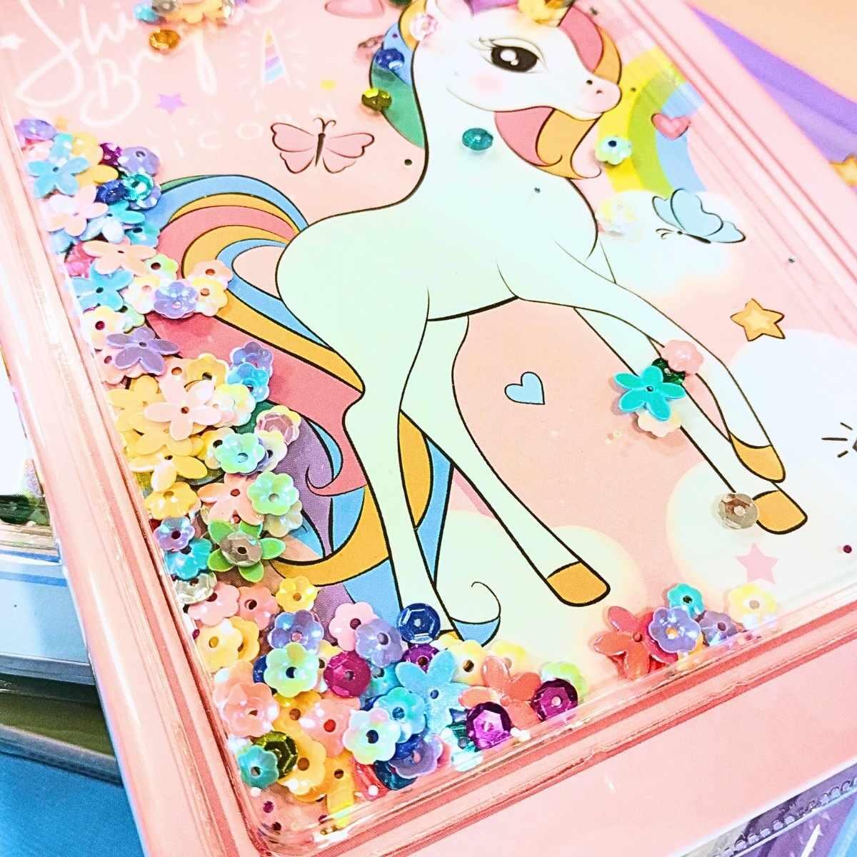 Cuaderno Unicornio c/confetti - 80 hojas rayadas