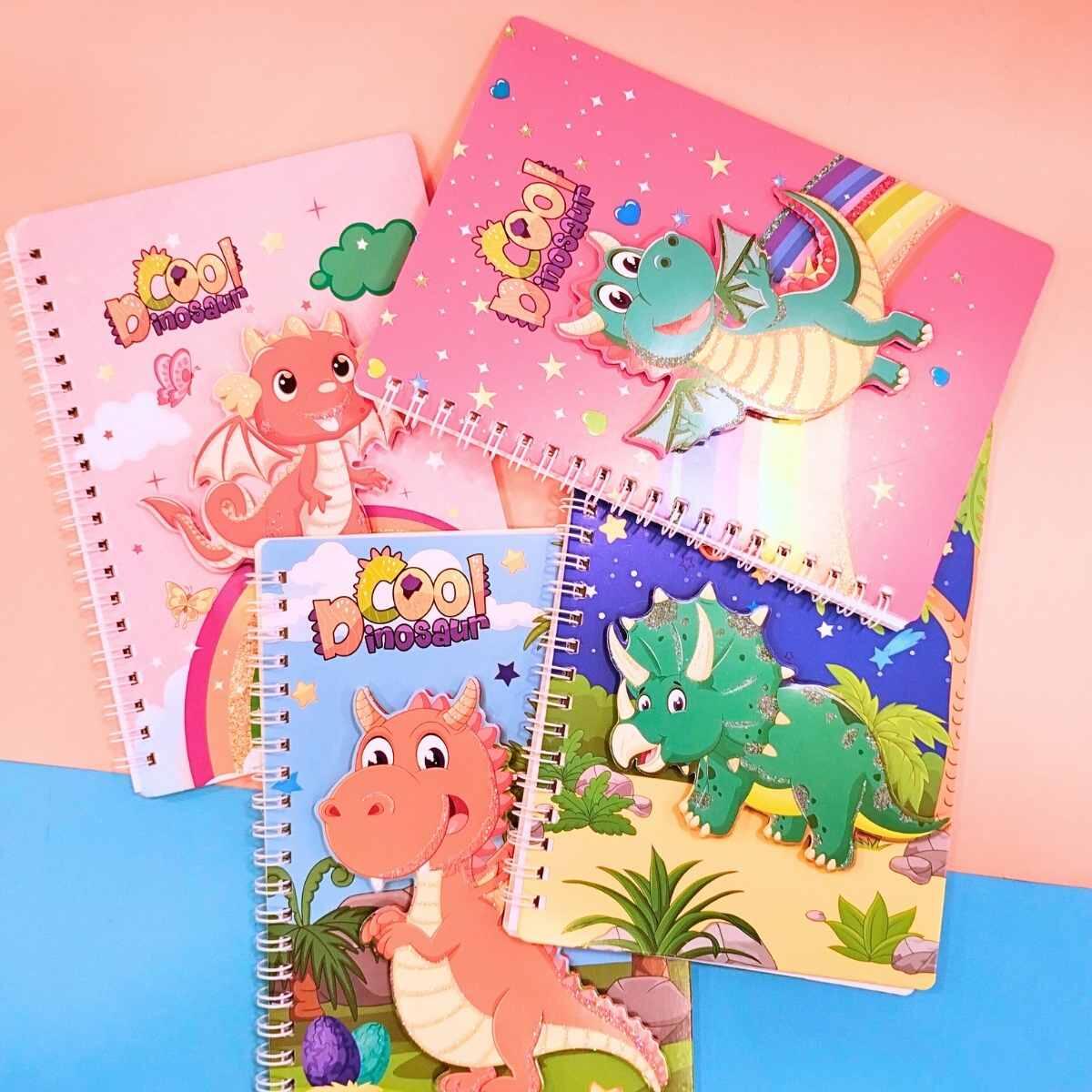 Cuaderno Dino c/glitter - 40 hojas rayadas