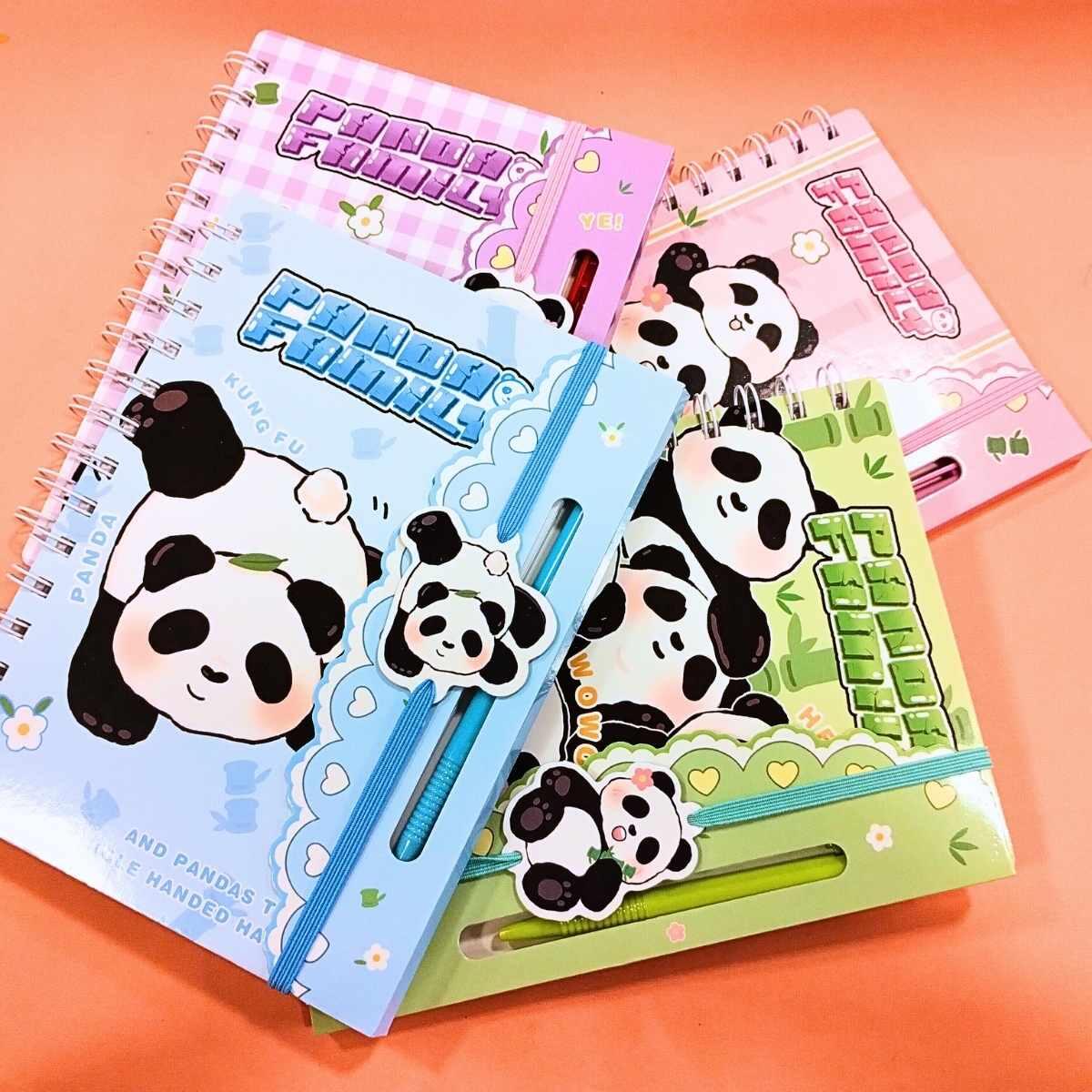 Libreta Panda c/solapa y boligrafo - 60 hojas rayadas