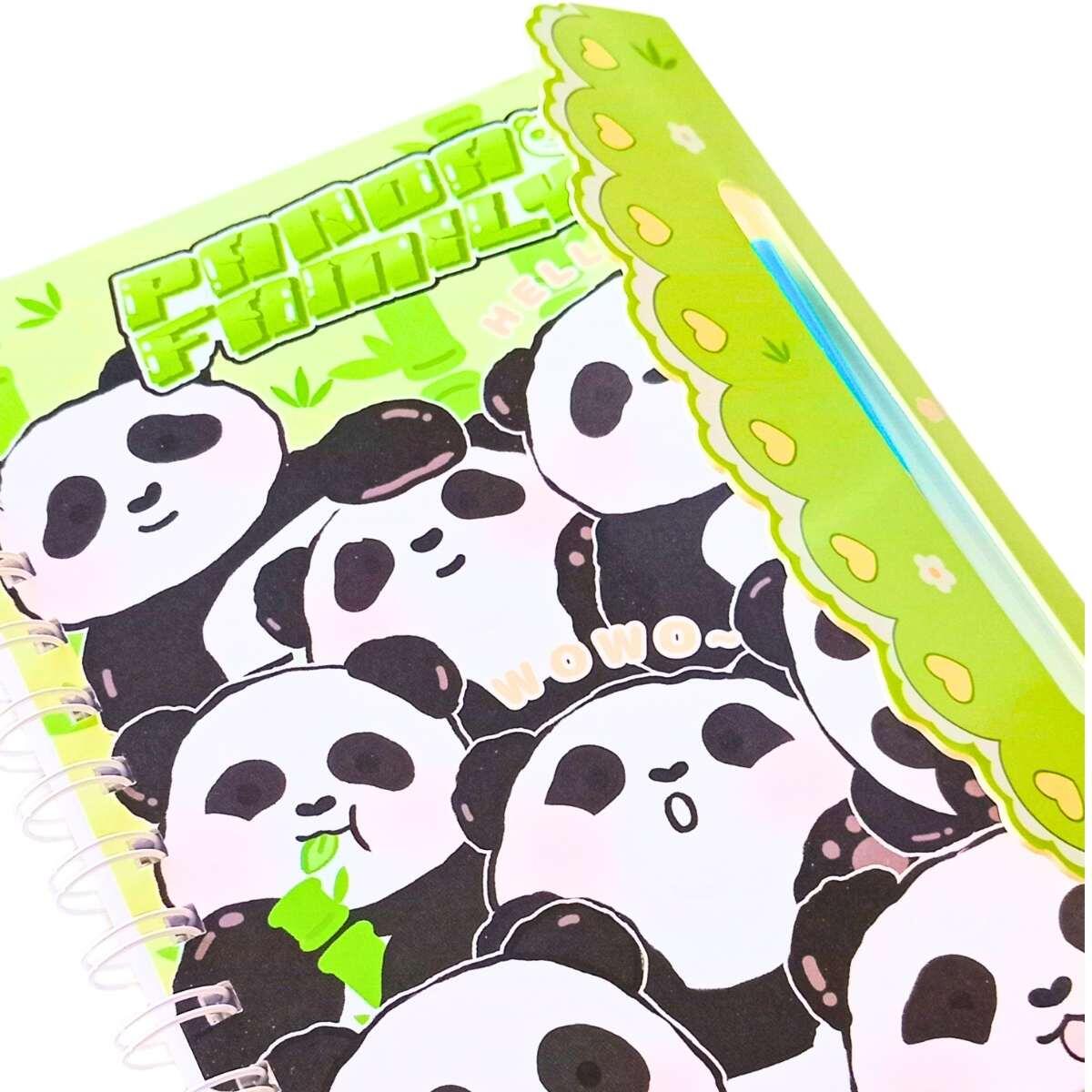 Libreta Panda c/solapa y boligrafo - 60 hojas rayadas