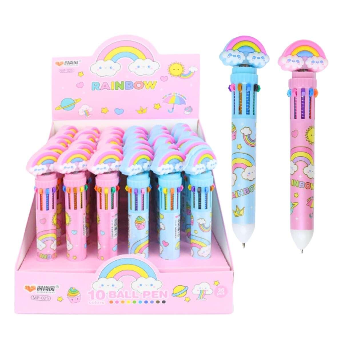Boligrafo multi x 10 Arco Iris cuerpo estampado