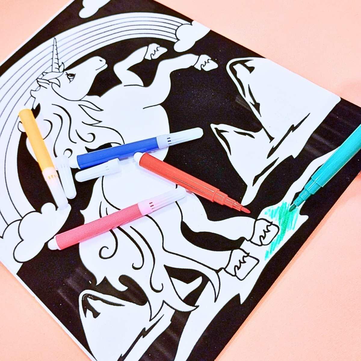 Lamina afelpada Unicornio para pintar c/marcadores