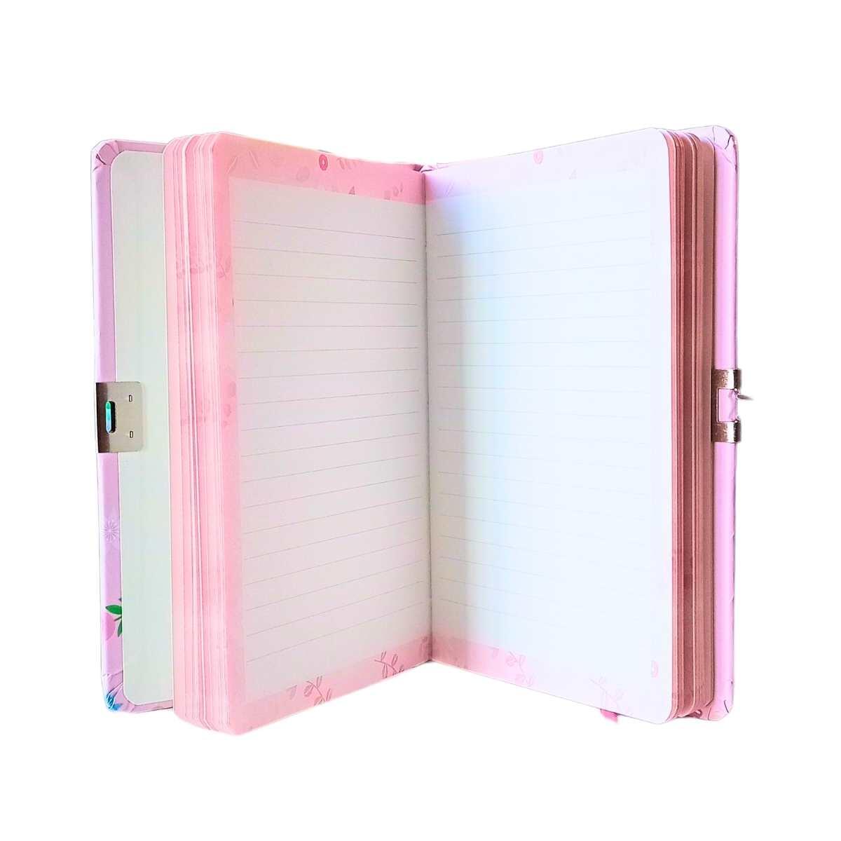 Diario B6 Ligth Flowers c/candado - 80 hojas rayadas