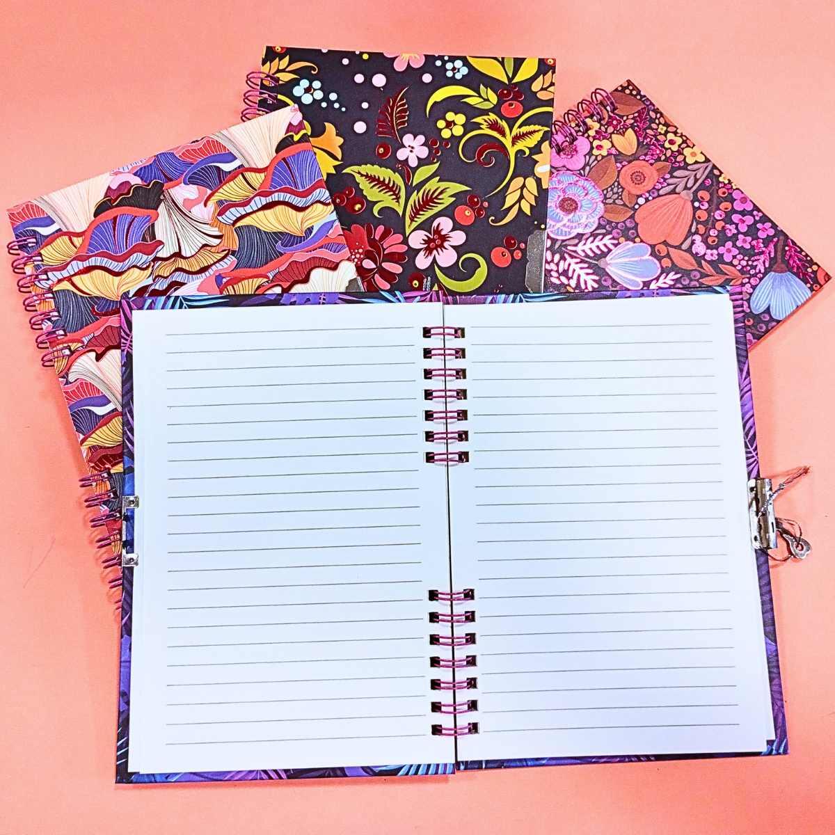 Cuaderno Mandala/Flores c/candado y espiral