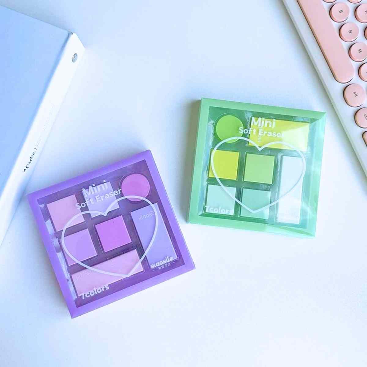 Goma geometricas x 7 color pastel