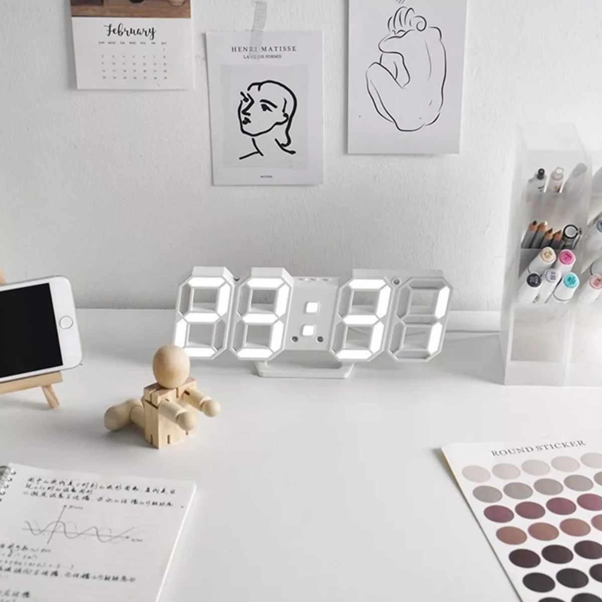 Reloj escritorio a pila y usb 3D 