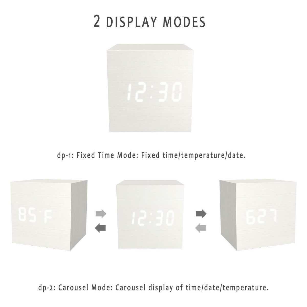 Reloj Cubo escritorio color blanco usb y pila 