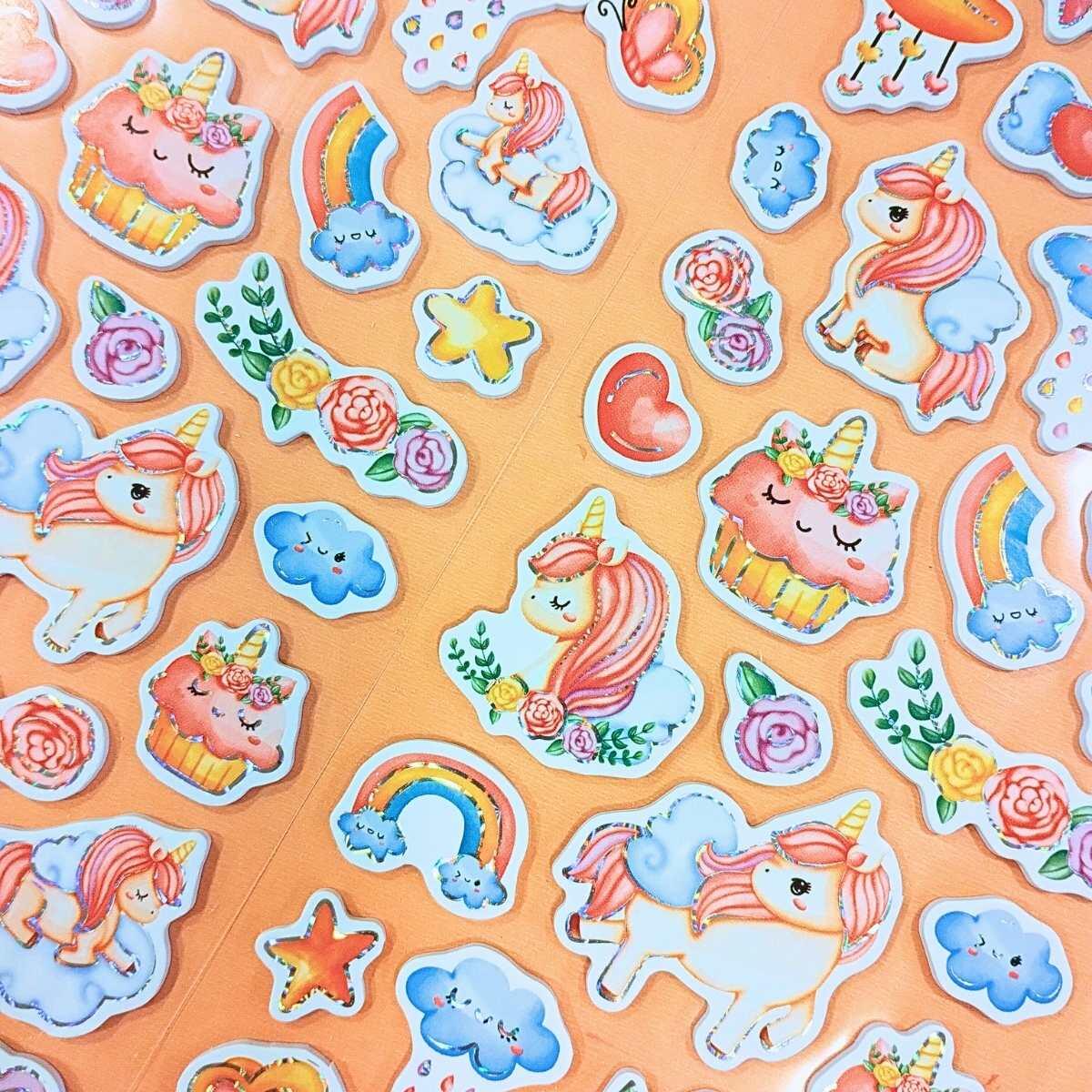 Sticker Unicornios/Corazones goma eva