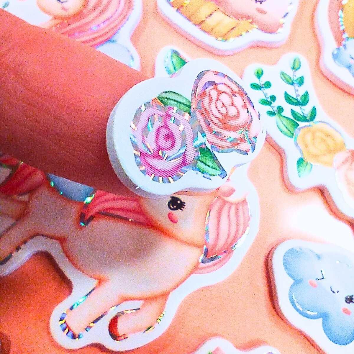 Sticker Unicornios/Corazones goma eva