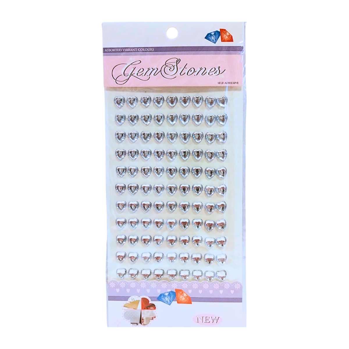 Sticker piedritas corazones c/brillo