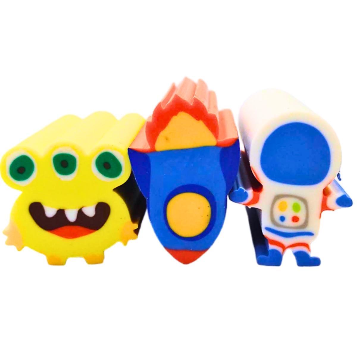 Set x 6 gomas largas Astronauta en caja pvc 