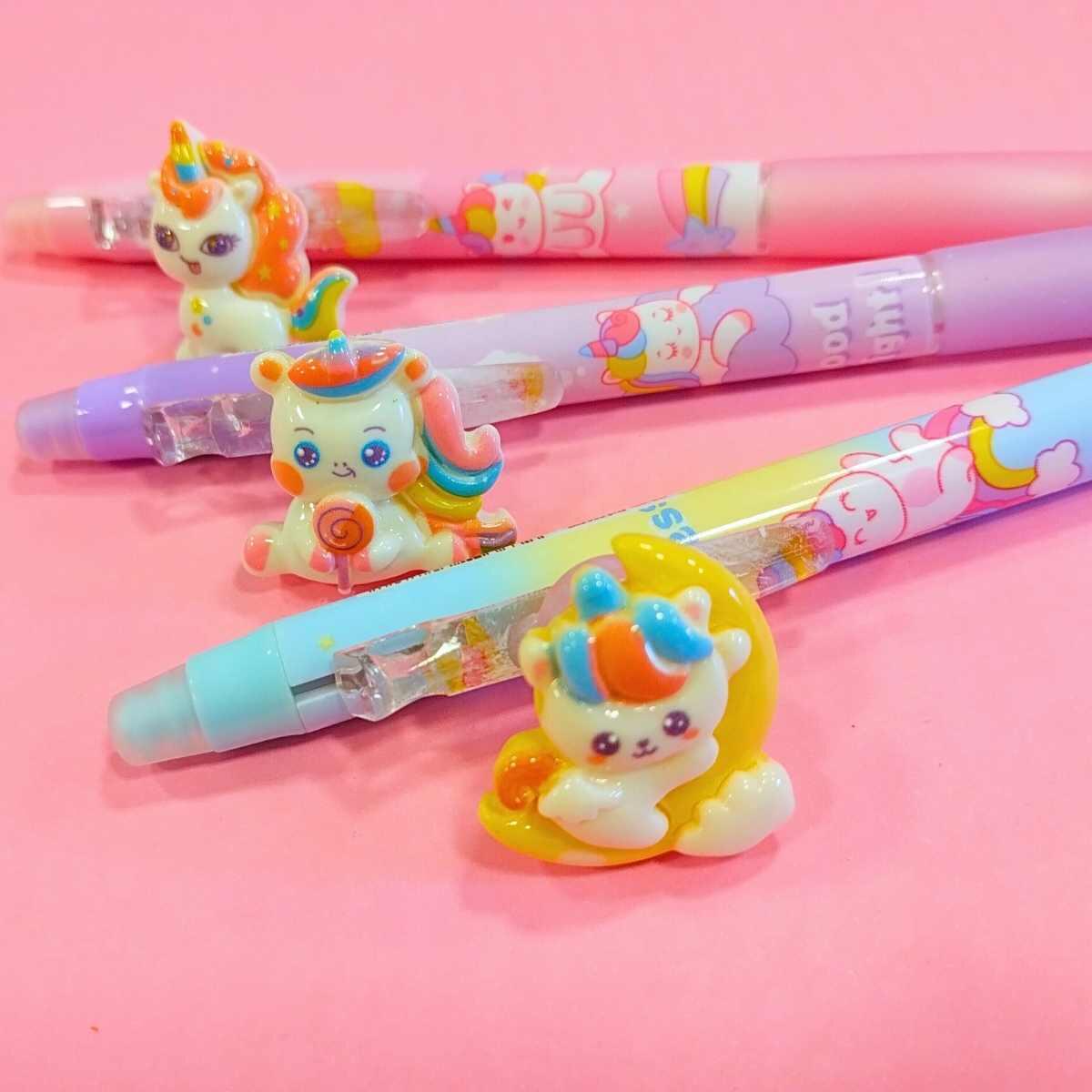 Boligrafo borrable retractil c/dije giratorio Unicornio