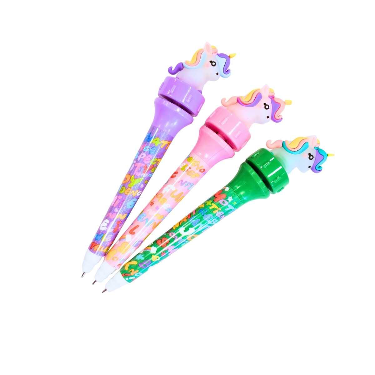 Boligrafo Unicornio giratorio tinta azul