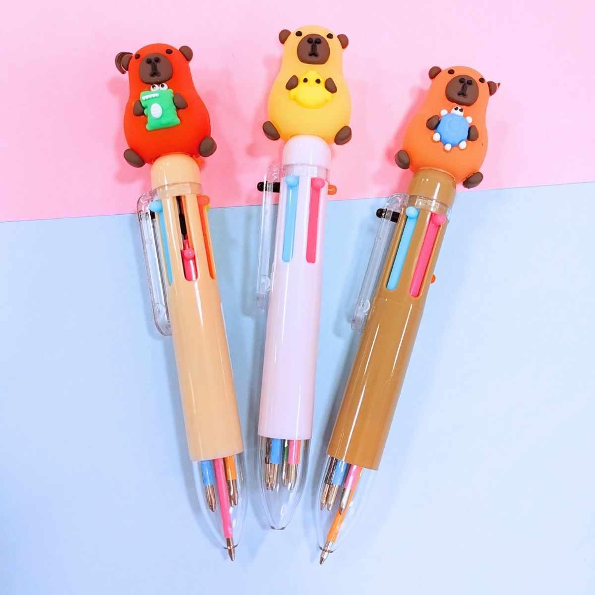 Boligrafo multi x 6 Capybara c/animalitos