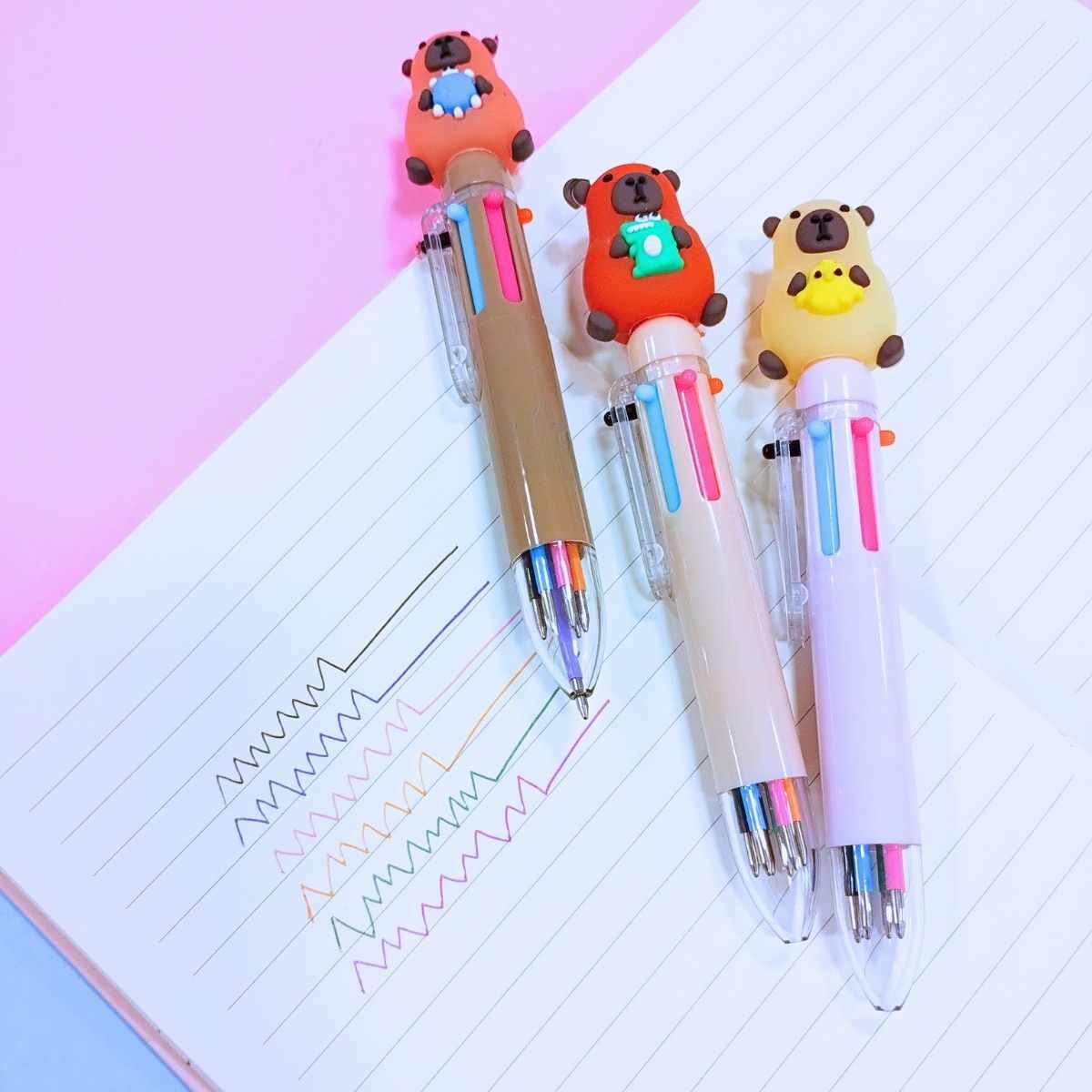 Boligrafo multi x 6 Capybara c/animalitos