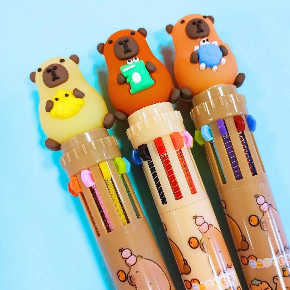 Boligrafo multi x 10 Capybara c/animalito cuerpo estampado