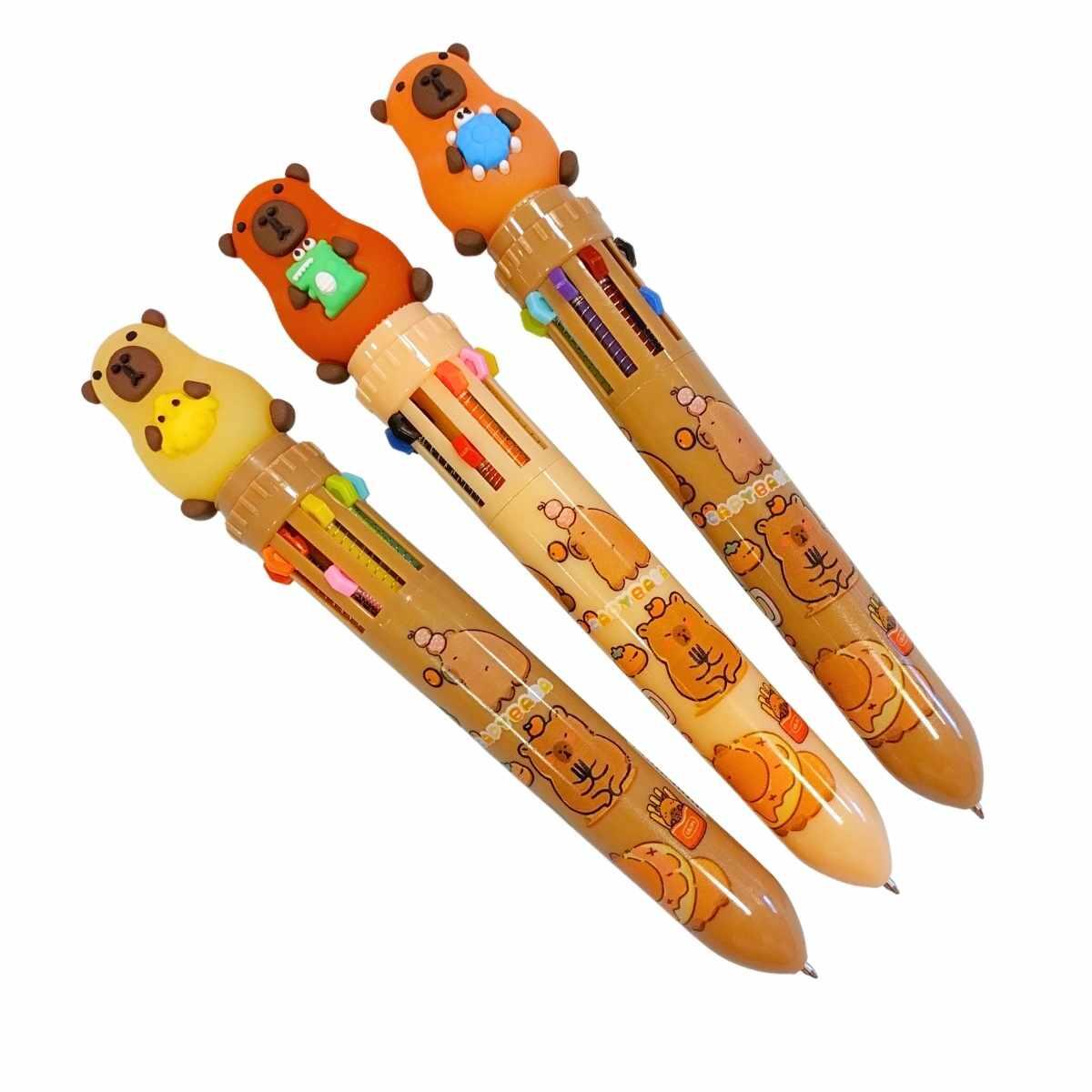 Boligrafo multi x 10 Capybara c/animalito cuerpo estampado