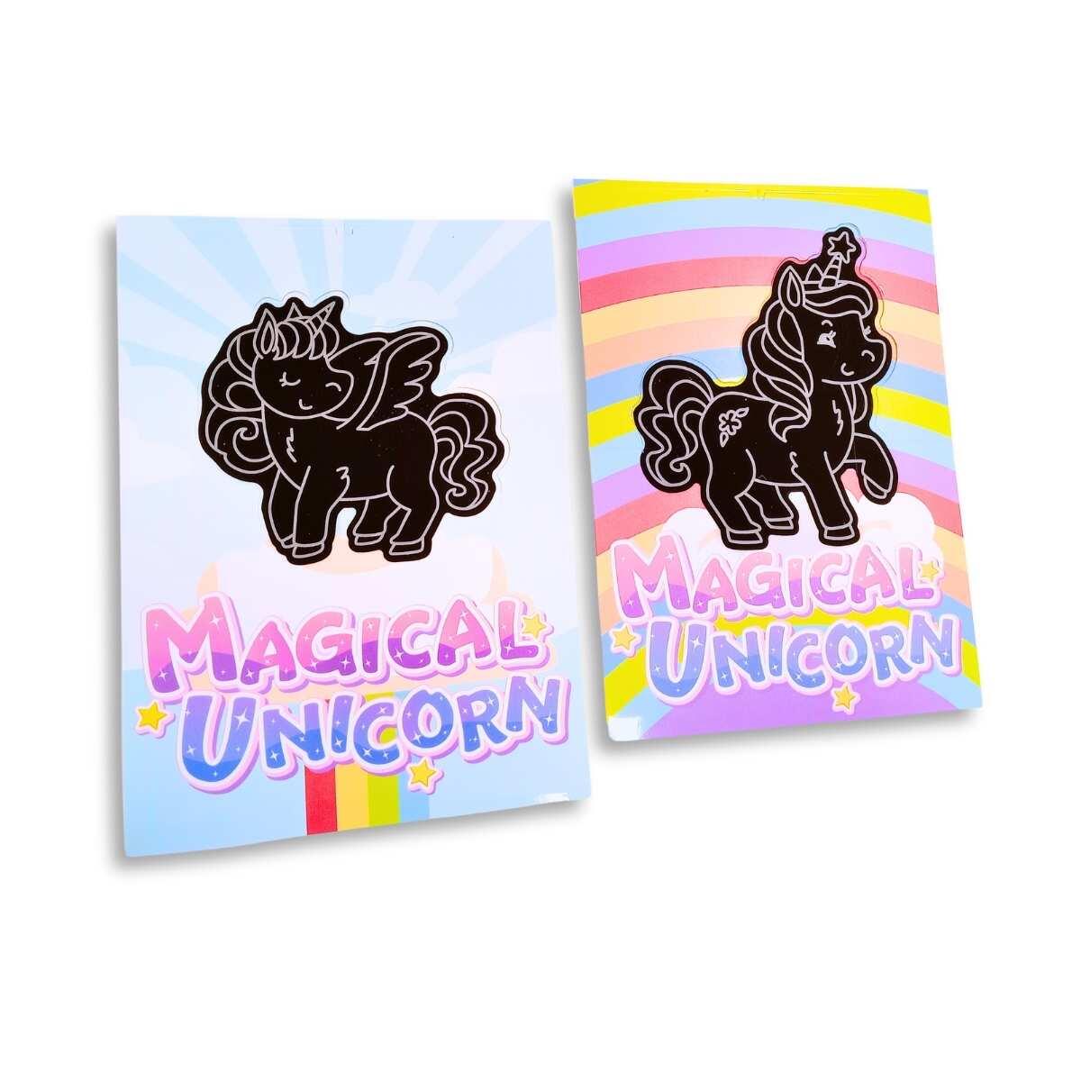 Papel Magico tarjetones plegables Unicornio x 6 tarjetones + 1 lápiz de madera