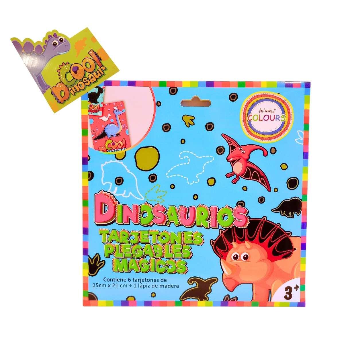 Papel Magico tarjetones plegables Dino x 6 tarjetones + 1 lápiz de madera