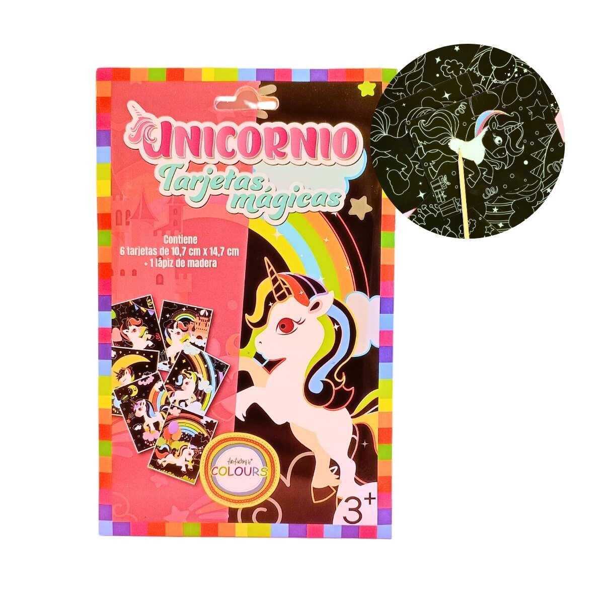 Papel Magico Unicornio x 6 Tarjetas + 1 lápiz de madera