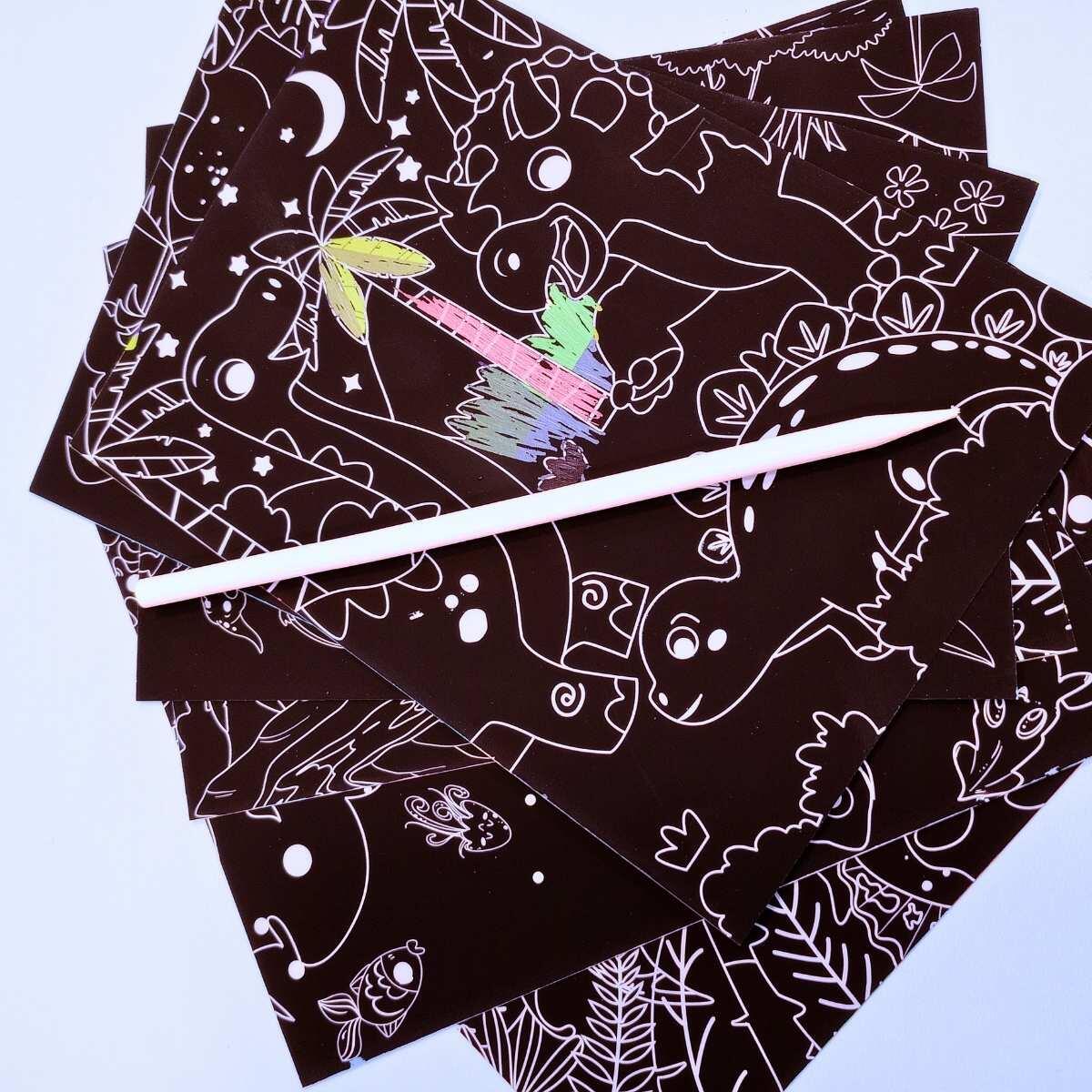 Papel Magico Dino x 6 tarjetas + 1 lápiz de madera