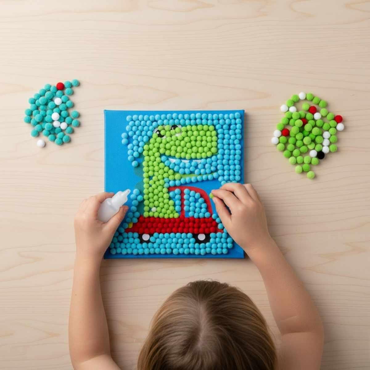 Pintura de pompones varios modelos c/bastidor 30x30