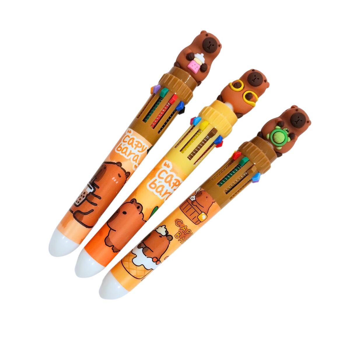 Boligrafo multi x 10 Capybara c/cuerpo estampado