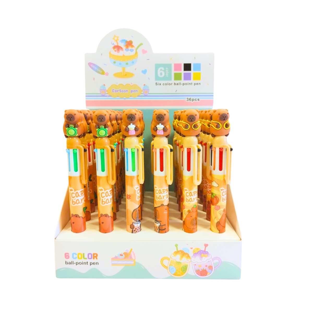 Boligrafo multi x 6 Capybara cuerpo estampado