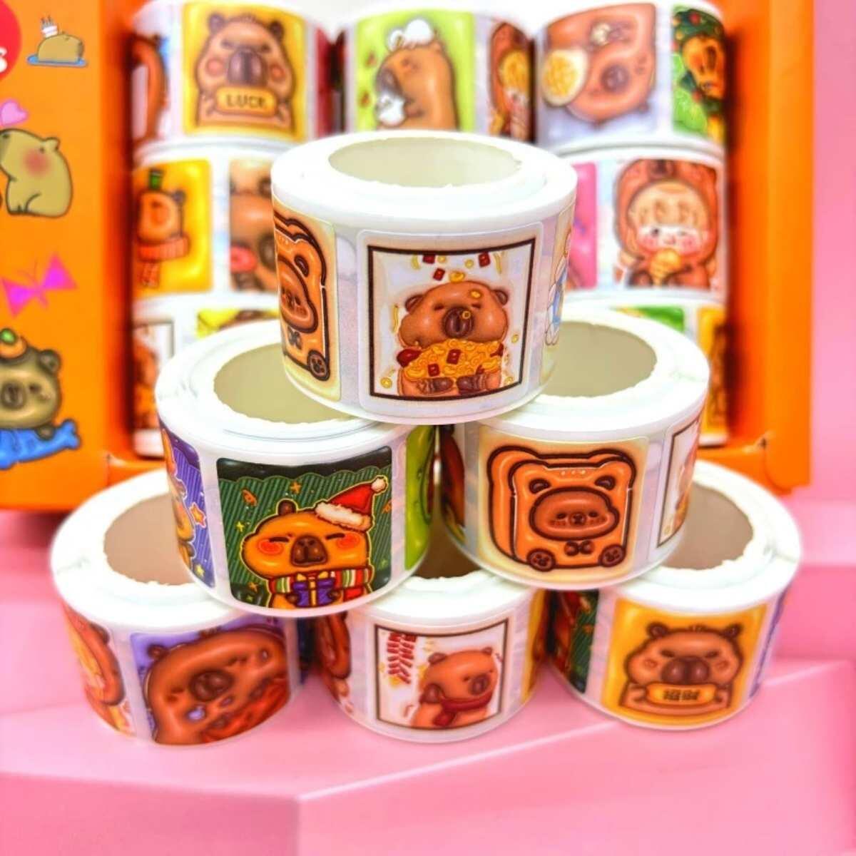 Stickers Autoadhesivos en rollo Capybara 