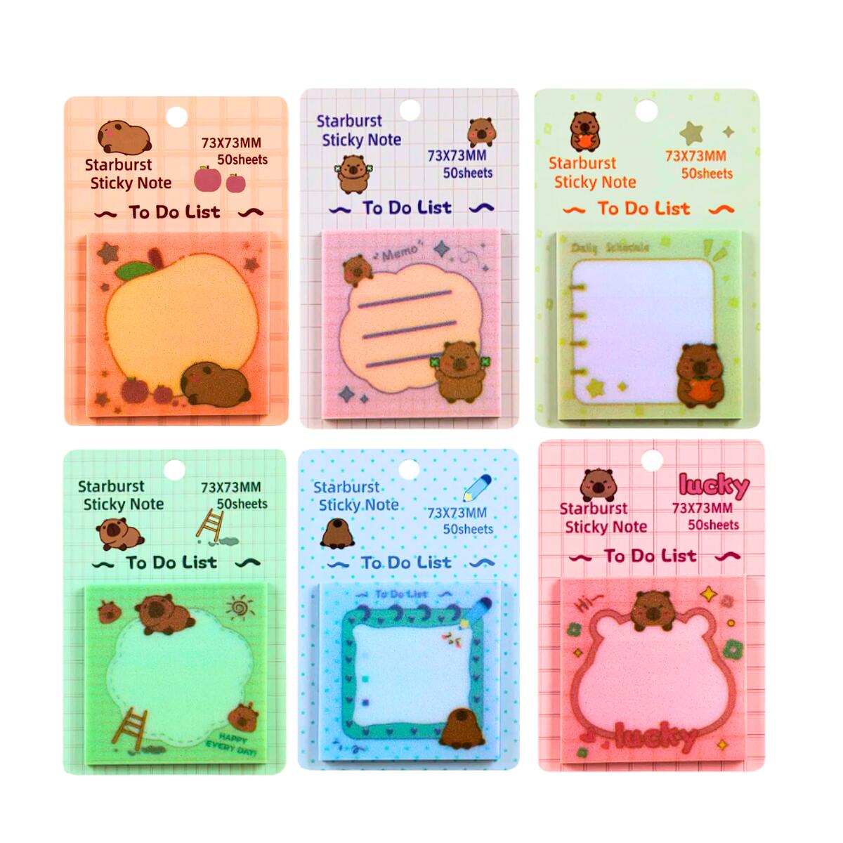 Post it Capybara c/brillos x 50 hojas 7x7 cm
