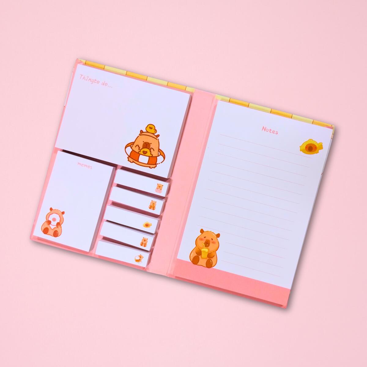 Libreta c/ post it y notas Capybara