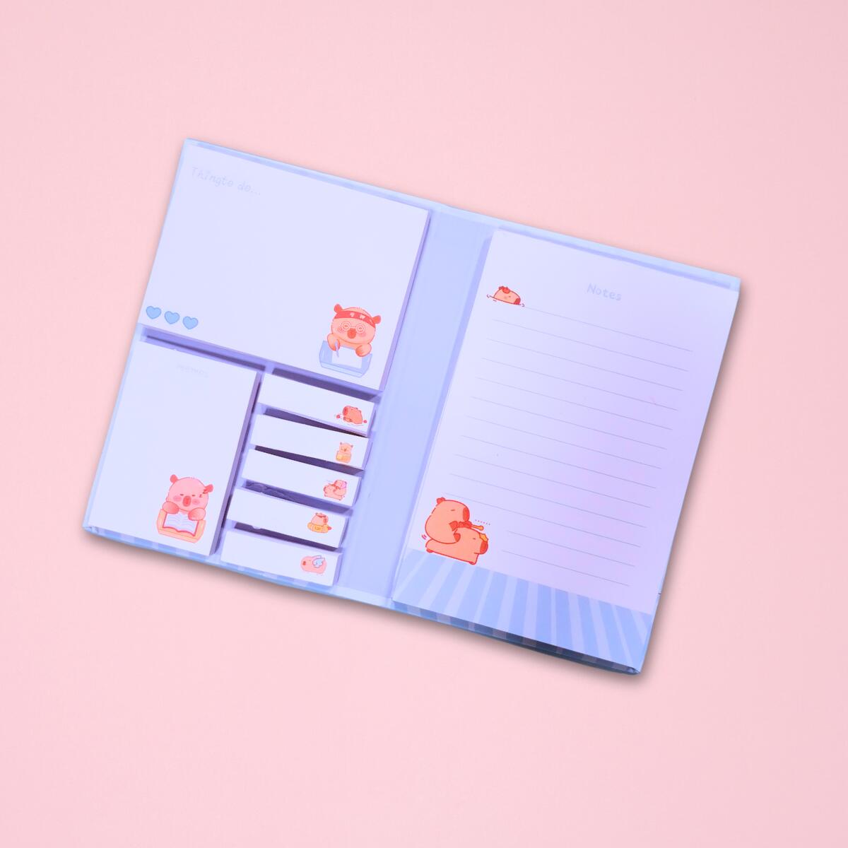 Libreta c/ post it y notas Capybara